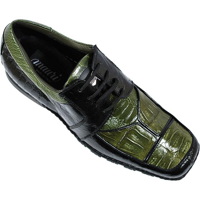 Mauri Boston Common 9162 Money Green Genuine Ostrich Leg/Baby Crocodile/Nappa Leather Shoes Suit Essence