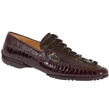 Mauri Boys Room 9127 Dark Brown Genuine Hornback Crocodile/Olive Ostrich Loafer Shoes 