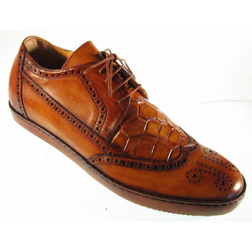 Mauri Brogue 8668 Whiskey Genuine Alligator/Calf Hand-Painted Leather Shoes