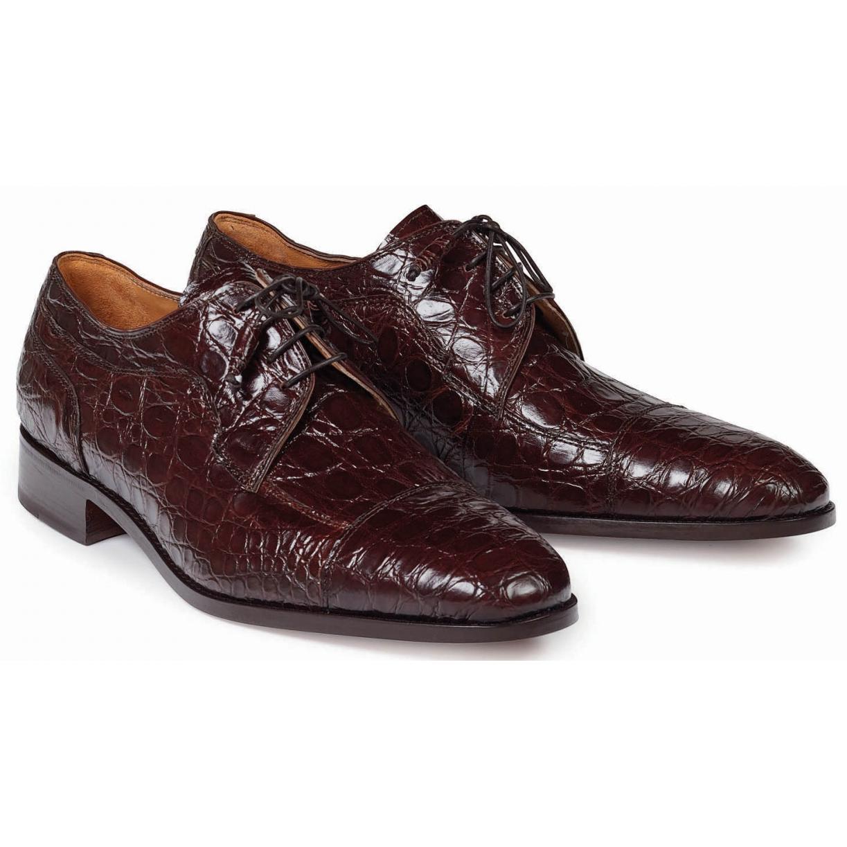 Mauri Brunelleschi 4598/1 Sport Rust Genuine Crocodile Flank Lace-up Dress Shoes