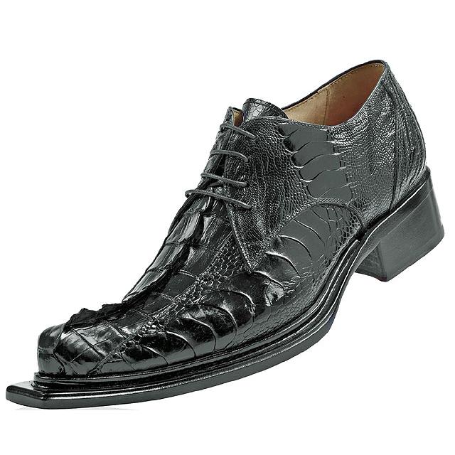 Mauri Cactus 42635 Black Genuine Hornback Crocodile Tail/Ostrich Shoes Suit Essence