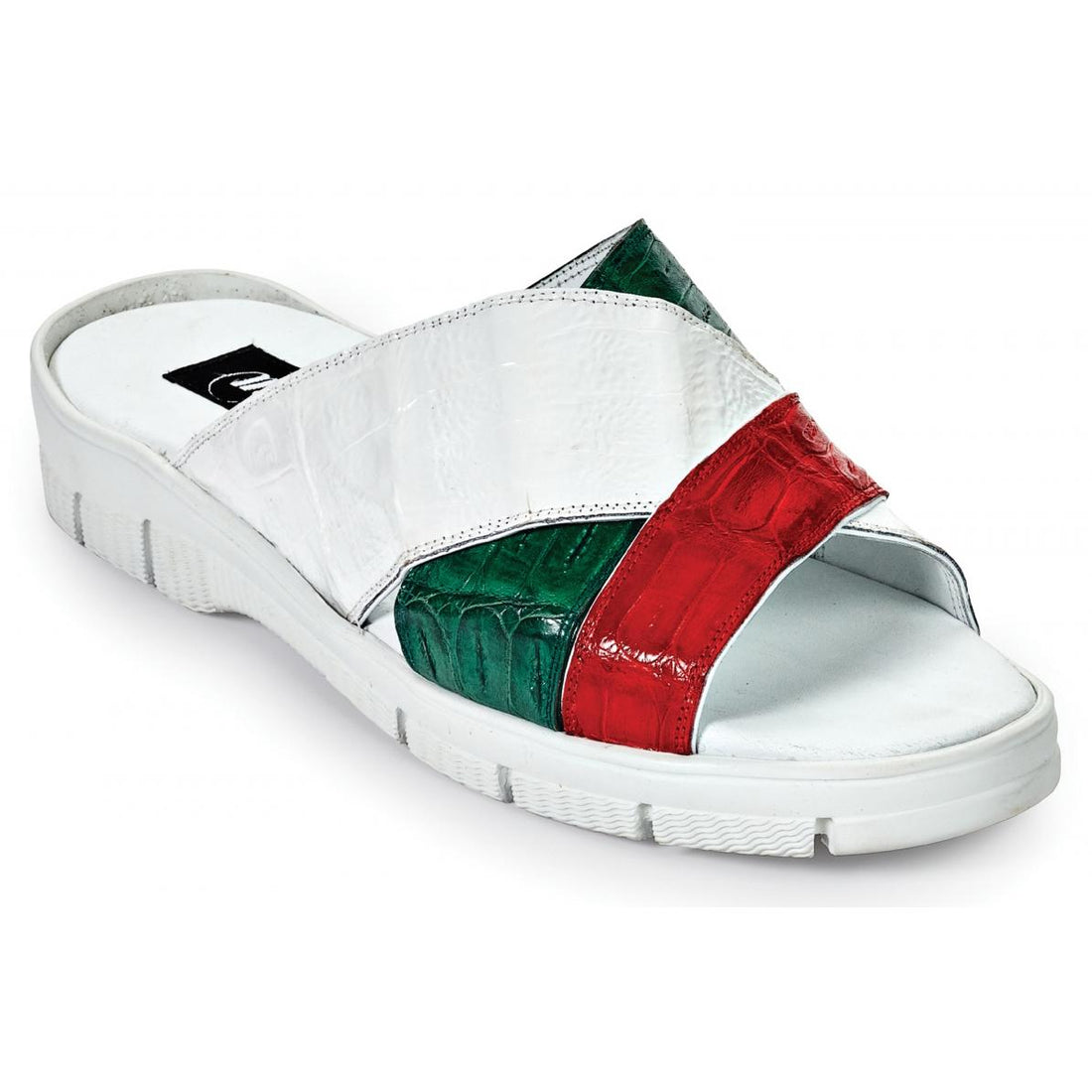 Mauri Cagnola 5018 Green/White/Red Genuine Baby Crocodile Sandals