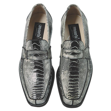 Mauri Cambridge 4323 Black/White Genuine Ostrich Leg Hand-Painted Shoes