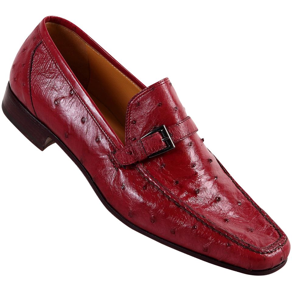 Mauri Campari 3803/2 Red Genuine Ostrich/Kidskin Loafer Shoes