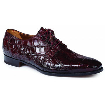 Mauri Canaletto 1059 Ruby Red Genuine Body Alligator Hand Painted Burnished Lace-up Shoes