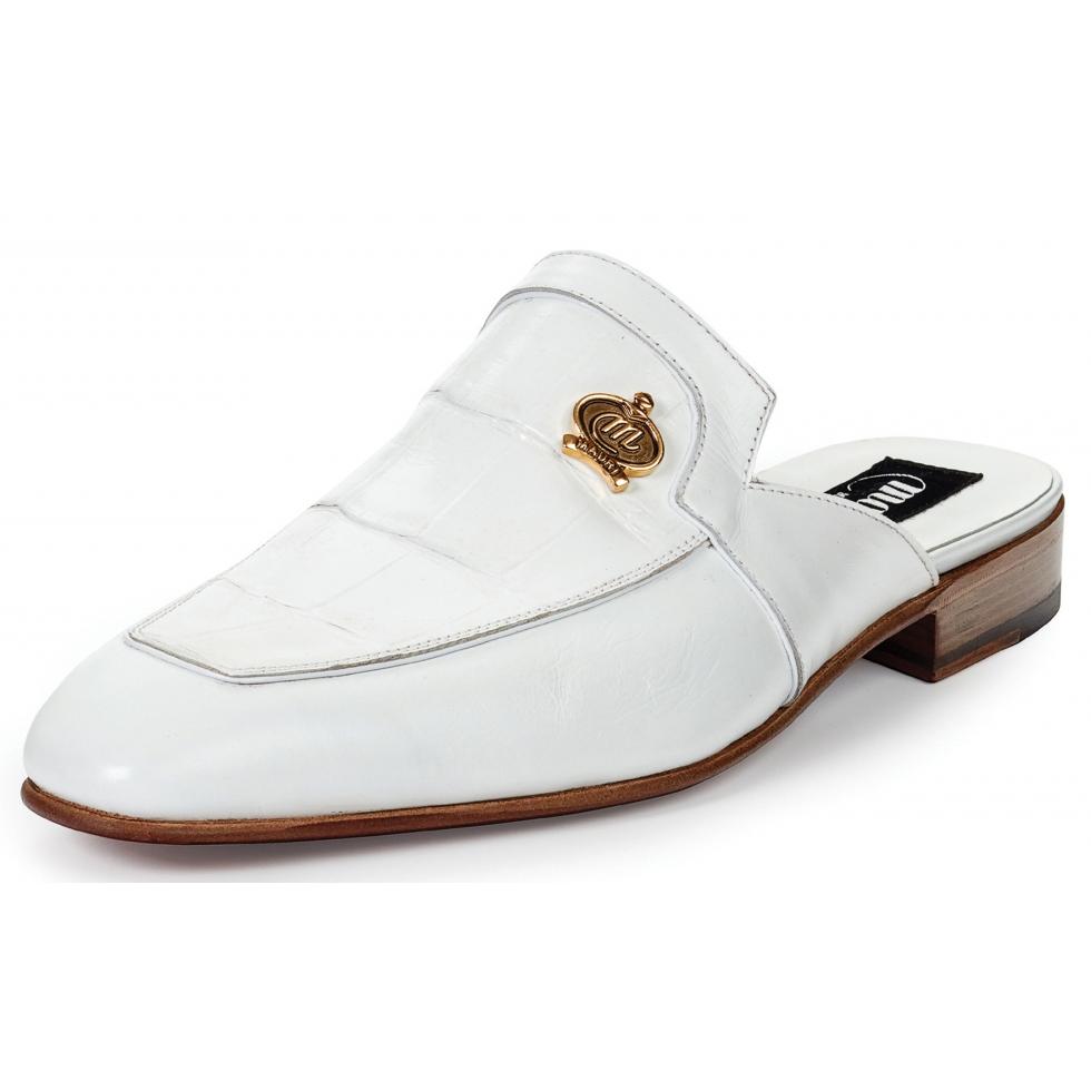 Mauri Canova 4856 White Genuine Body Alligator/Calf Half Shoes