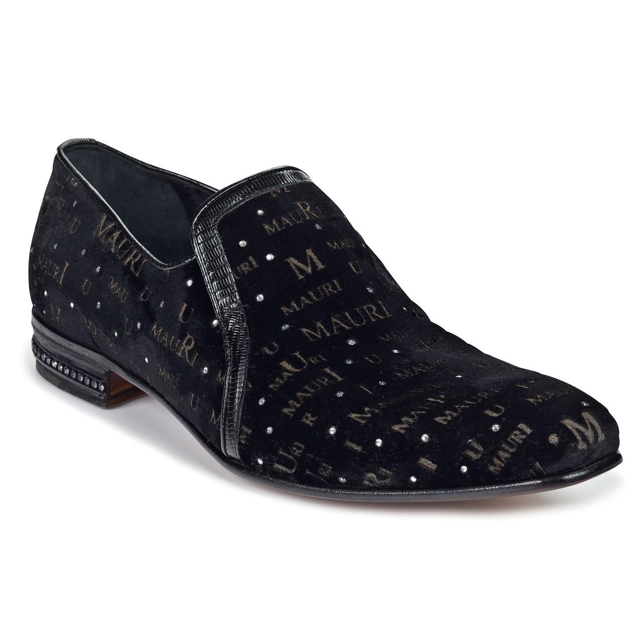 Mauri Capo 4675 Black Genuine Lizard/Velvet Laser Rhinestones Dress Shoes