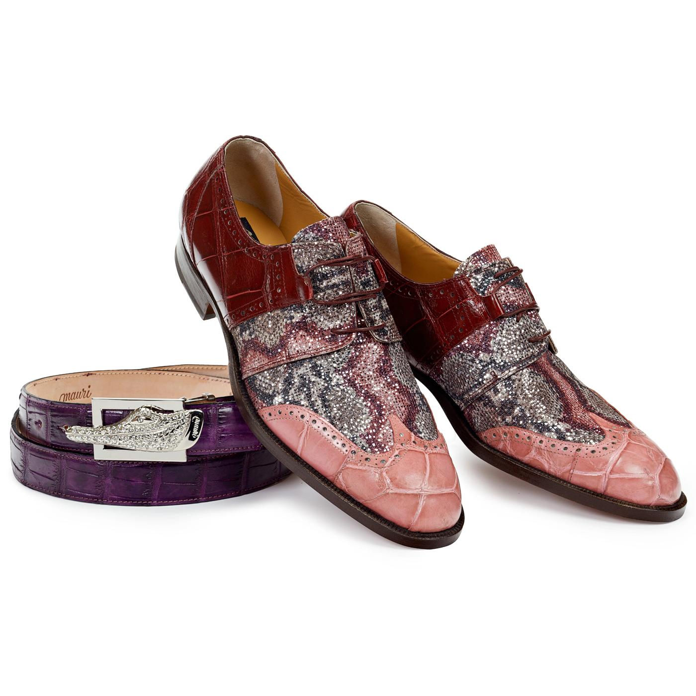 Mauri Caracalla 53124 Cherry/Taste Of Berry Genuine Body Alligator/Purple Fabric Lace-Up Shoes