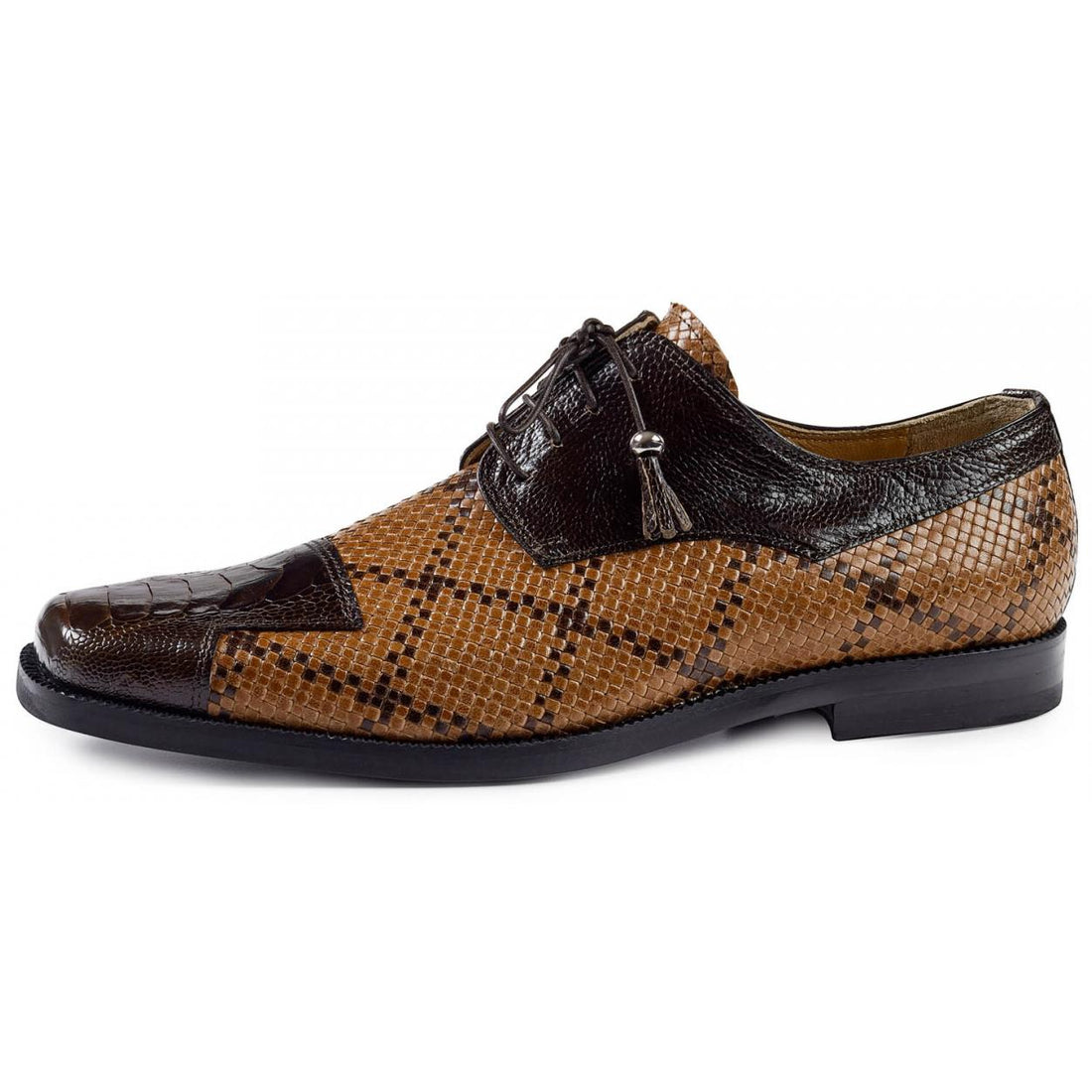 Mauri Caravaggio M620 Sport Rust Genuine Ostrich Leg/Woven Cognac/Dark Brown Lace-up Shoes