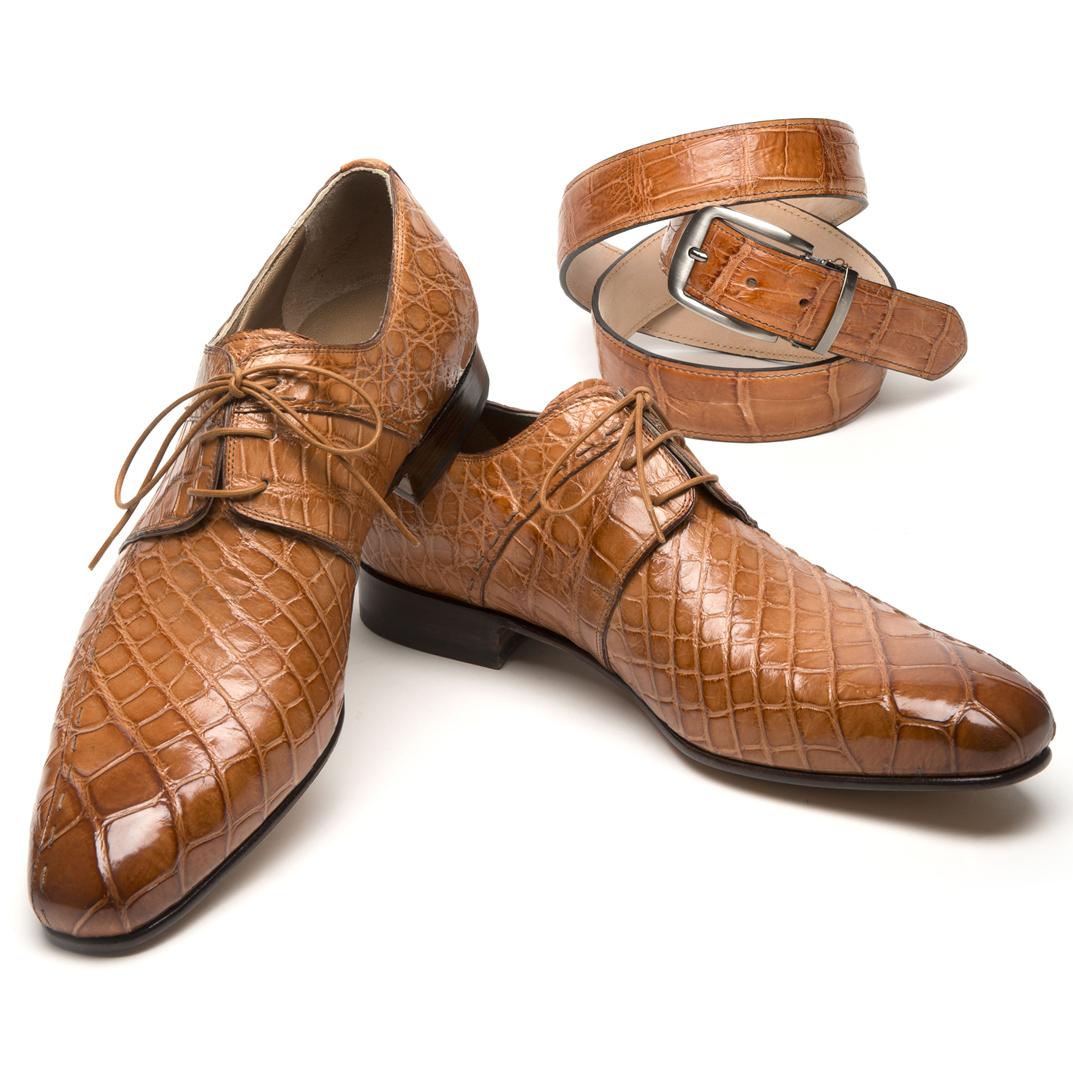 Mauri Castello 1162 Cognac Genuine All Over Alligator Hand-Painted Shoes