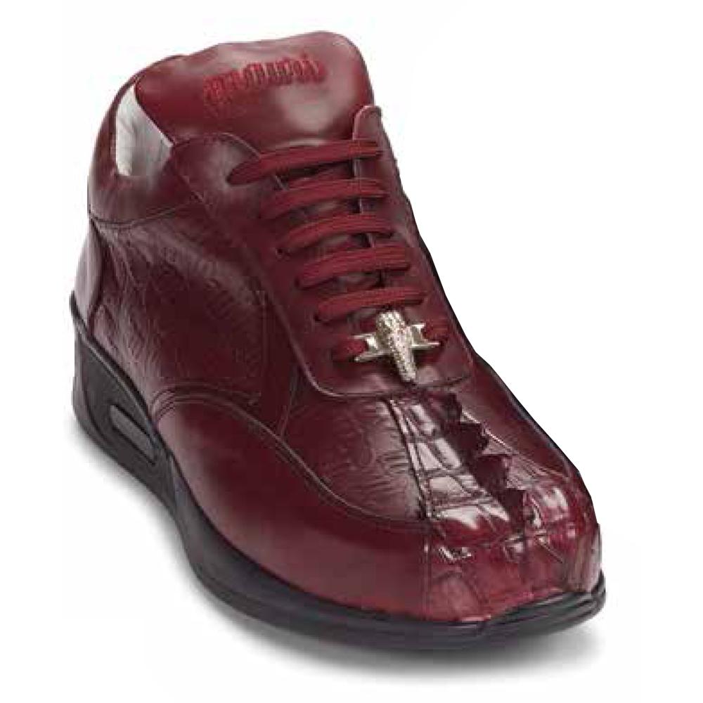 Mauri Cherry M770 Burgundy Genuine Nappa Embossed/Nappa/Hornback Crocodile Tail Sneakers