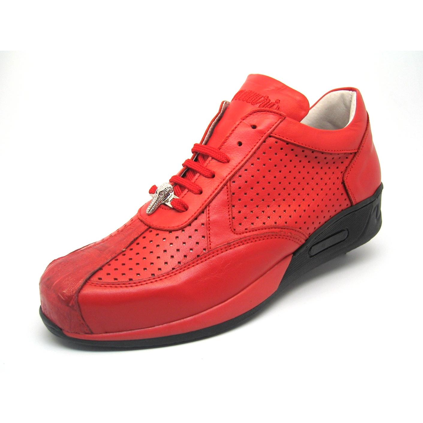 Mauri Cherry M770 Red Genuine Baby Crocodile/Nappa Perforated/Nappa Leather Sneakers