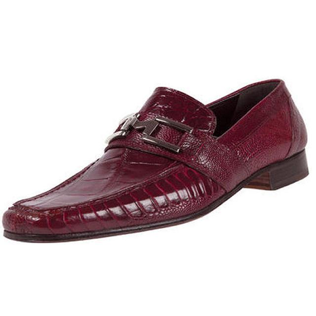 Mauri Colony 2159 Ruby Red Genuine Ostrich leg/Body Alligator Shoes