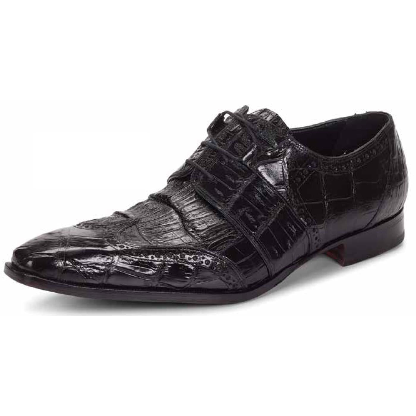 Mauri Como 53130 Black Genuine Body Alligator/Baby Crocodile Shoes