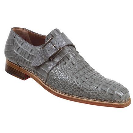 Mauri Cool 1172 Light Grey Genuine All-Over Hornback Crocodile Monk Strap Shoes