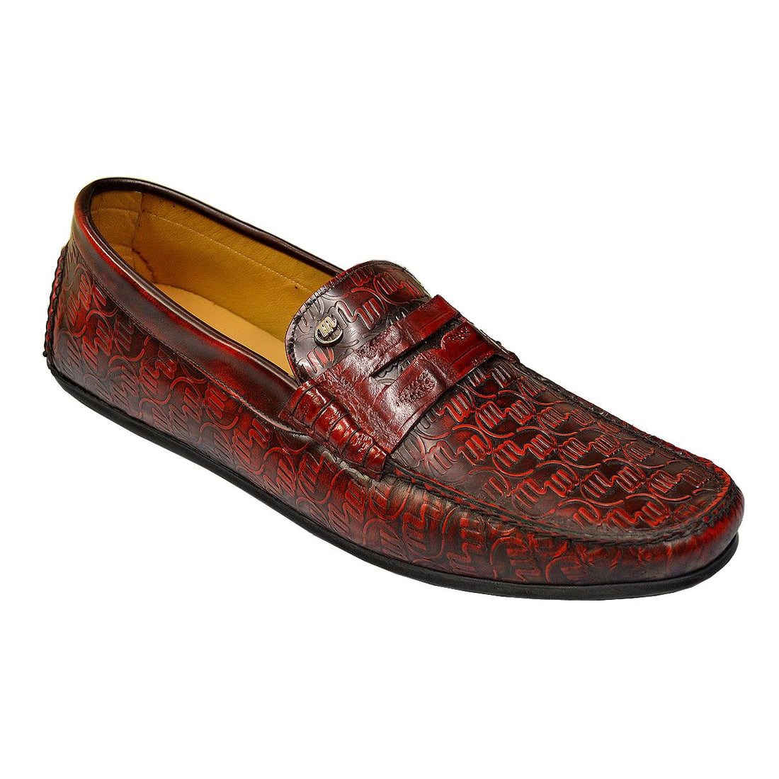 Mauri Cosmo 3128 Red H/-Painted Genuine Embossed Calfskin/Baby Crocodile Loafer Shoes