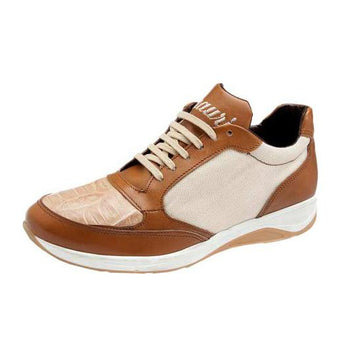 Mauri Creme 54330 Cognac/Corn Genuine Baby Crocodile Calf Leather Sneakers