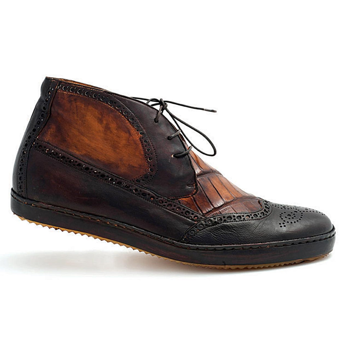 Mauri D'Este 8563 Sport Rust H/-Painted Genuine Alligator/Nappa Leather Wingtip Ankle Boots