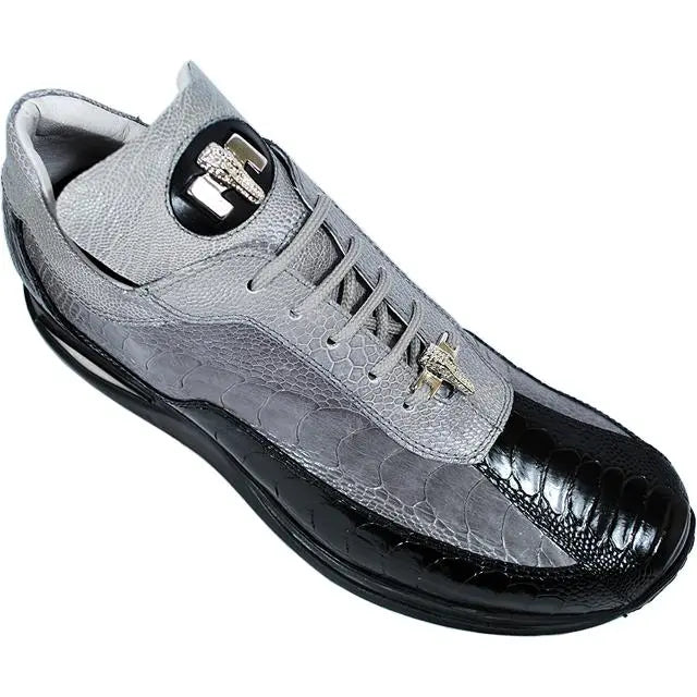 Mauri Desert 8727 Light Grey/Medium Grey/Black Genuine All-Over Ostrich Leg Sneakers Suit Essence