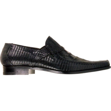 Mauri Diamond Bash 2477 Black Baby Crocodile/Tejus Lizard Loafer Shoes