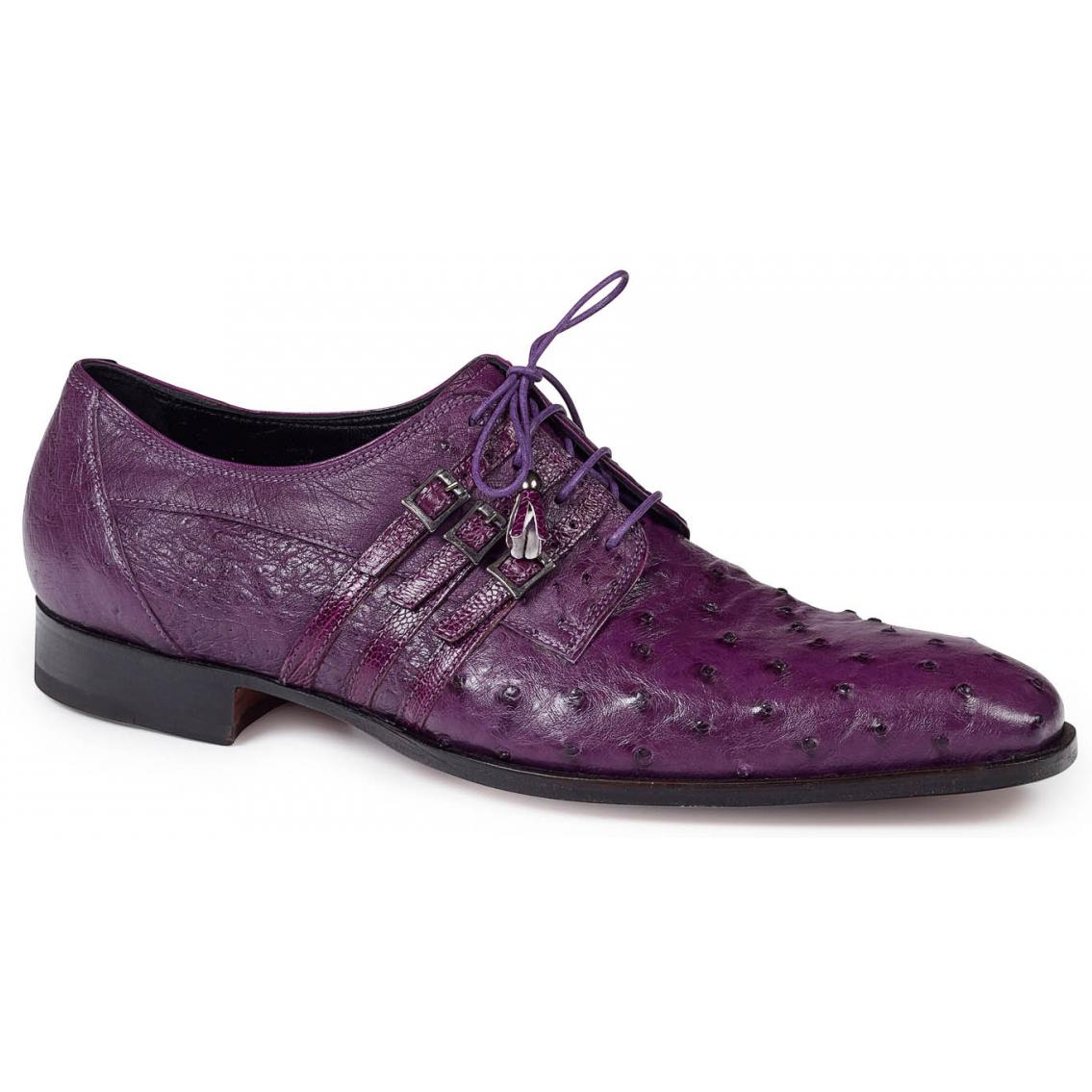 Mauri Donatello 4820 Violine Genuine Ostrich/Ostrich Leg Lace-up Shoes