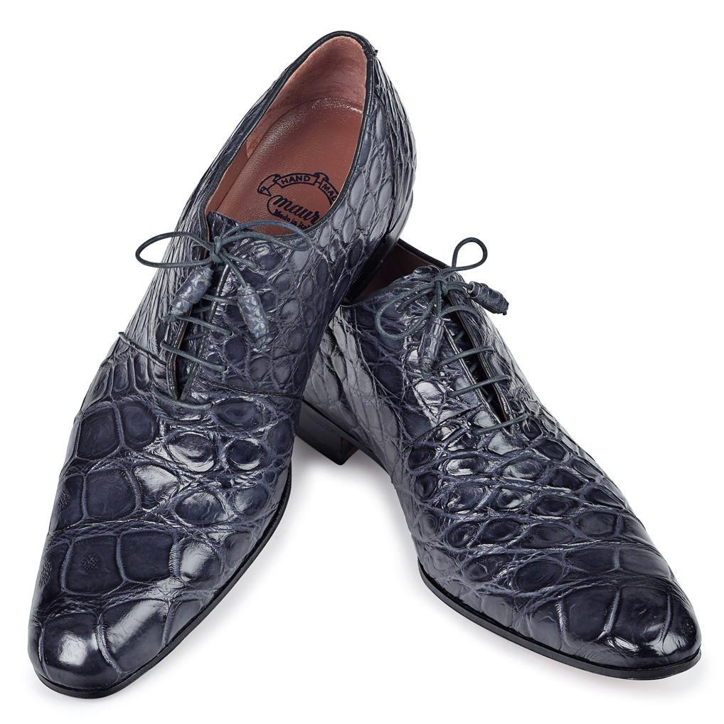 Mauri Echo 1078 Charcoal Grey Genuine Alligator Hand-Painted Shoes