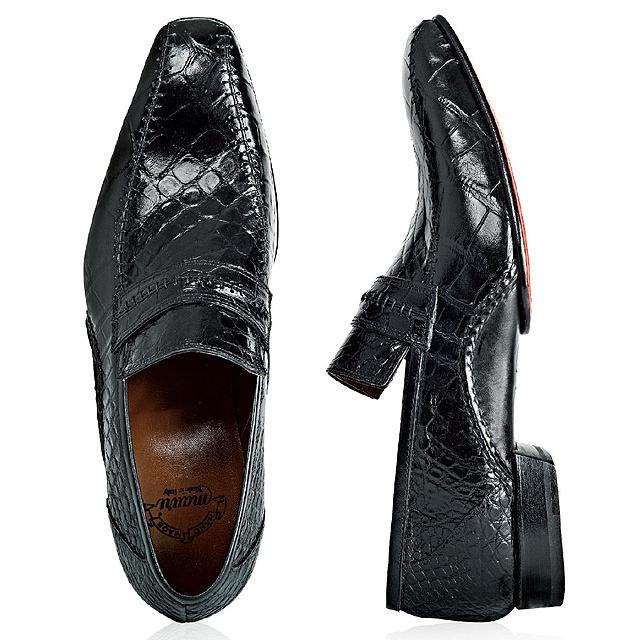 Mauri Englishman 1182 Black Genuine Alligator/Calf Shoes