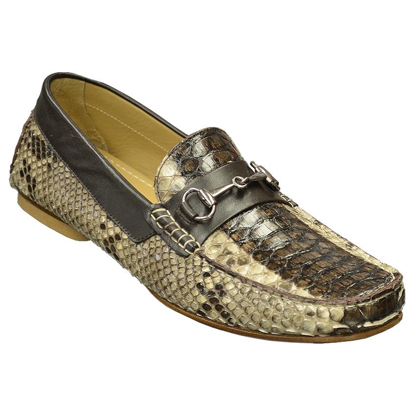 Mauri Foro 9220 Bone/Brown All-Over Genuine Python H/-Painted Loafer Shoes