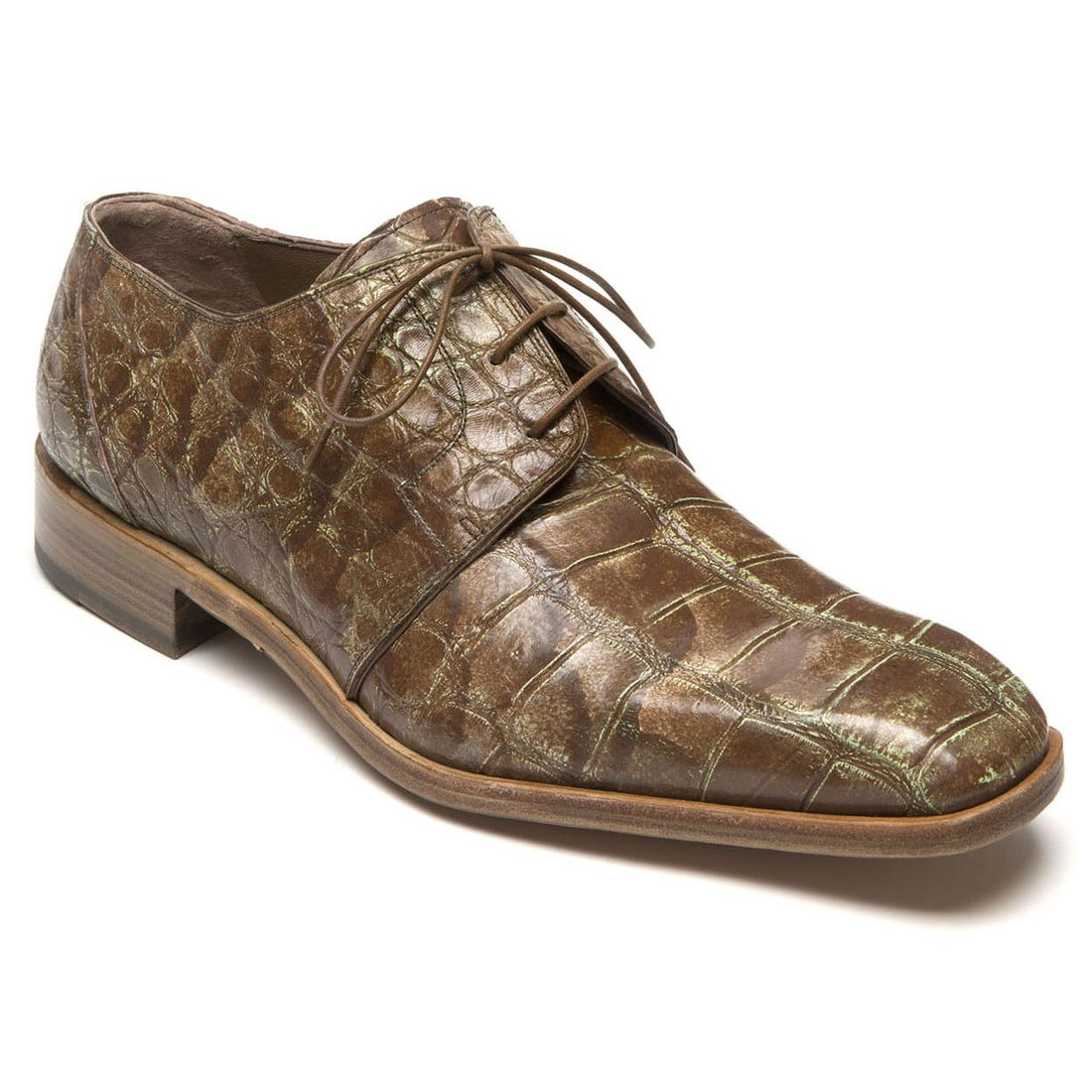 Mauri Fresco 53141/1 Cognac/Pale Yellow Genuine All Over Alligator Hand-Painted Dress Shoes