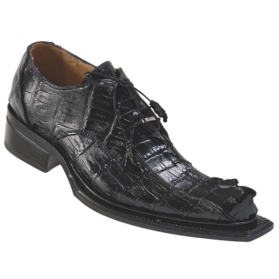 Mauri Friday 44205 Black Genuine Hornback Crocodile Tail/Baby Crocodile Shoes