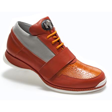 Mauri Frutti 8730 Apricot Genuine Nappa Ostrich Leg K-Tech Fabric Sneakers