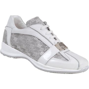 Mauri Gloss 8840 White/Acre Raindrops Genuine Crocodile/Patent Nappa/Double Fabric Leather Sneakers