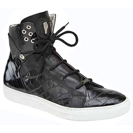 Mauri Gregory 8792 Black Genuine Body Alligator/Nappa/Patent Leather Casual High Top Sneakers