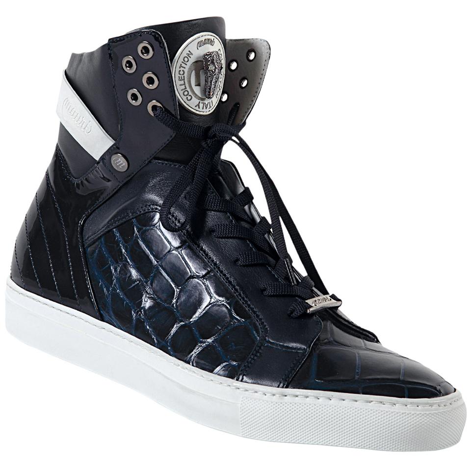 Mauri Gregory 8792 Wonder Blue Genuine Body Alligator/Nappa/Patent Leather Casual High Top Sneakers