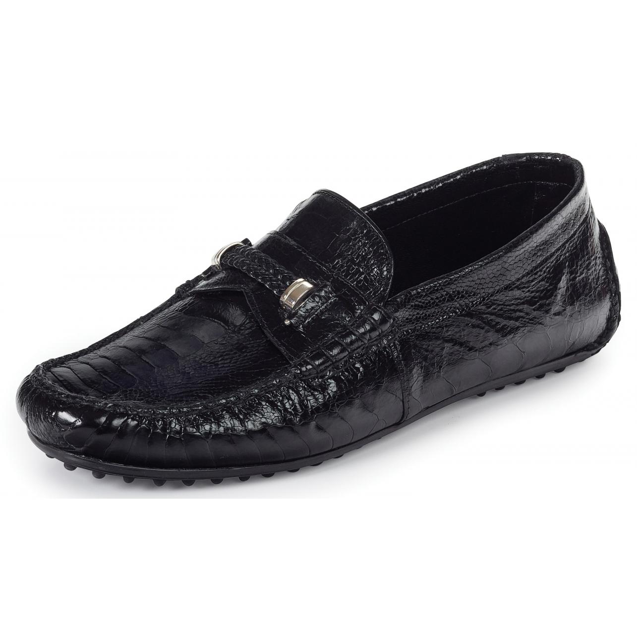 Mauri Hayez 3425 Black Genuine Ostrich Leg Loafer Shoes