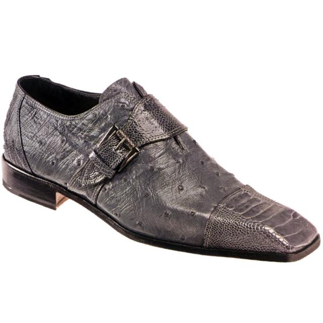 Mauri Hyde-Park 2806 Medium Grey Genuine Ostrich/Ostrich Leg Shoes Suit Essence