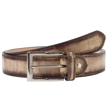 Mauri Brown/Beige Genuine Eel Crust Hand Painted Belt