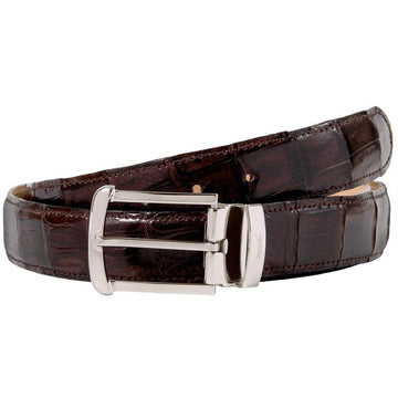 Mauri Dark Brown Stitched Genuine Baby Crocodile Belt