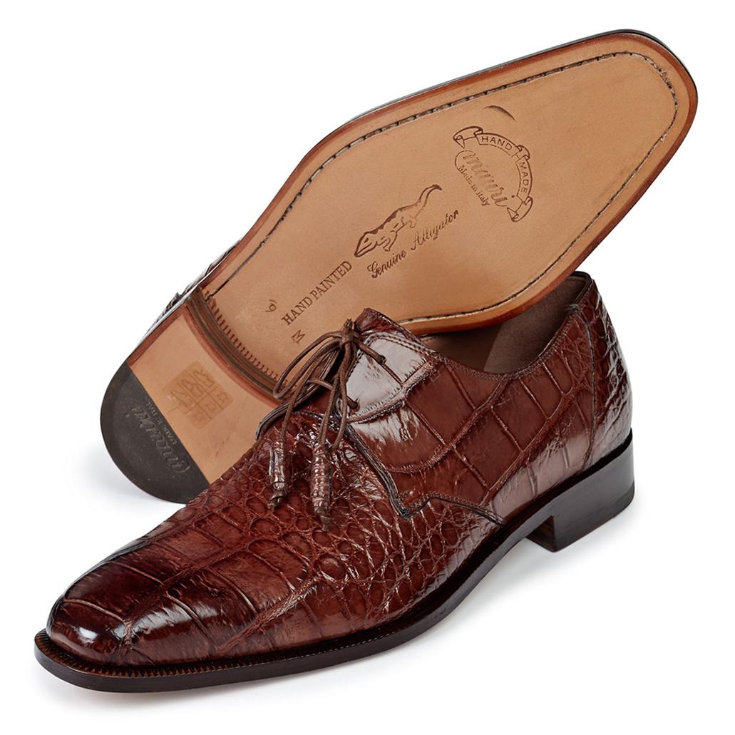 Mauri Impero 1029 Hand-Painted Burnished Sport Rust Genuine Alligator Shoes