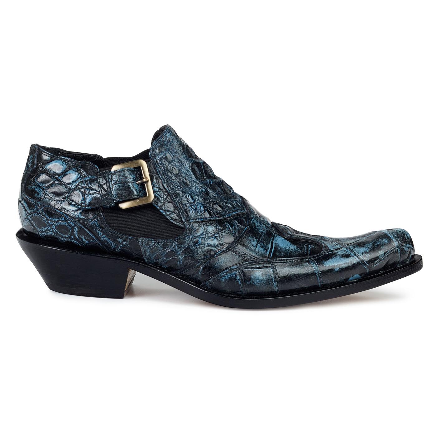 Mauri Indigo 44220 Black/Light Blue Genuine Alligator/Hornback Hand-Painted Shoes