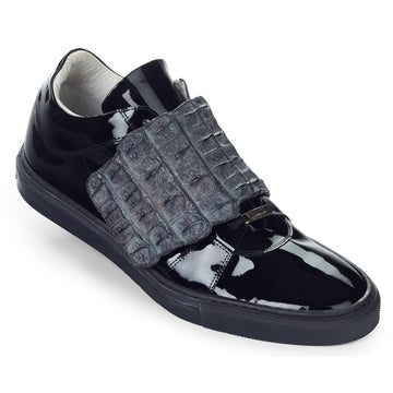 Mauri Ironia 8561 Black Genuine Patent Leather/Dark Grey Hornback Crocodile Casual Shoes