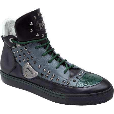 Mauri Jungla 8663 Forest Green/Black Genuine Baby Crocodile/Nappa Leather Sneakers 