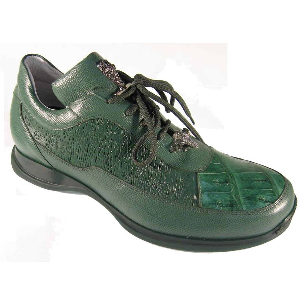 Mauri King 8900/8 Forest Green Genuine Grain Calf/Nappa Leather/Baby Crocodile Sneakers