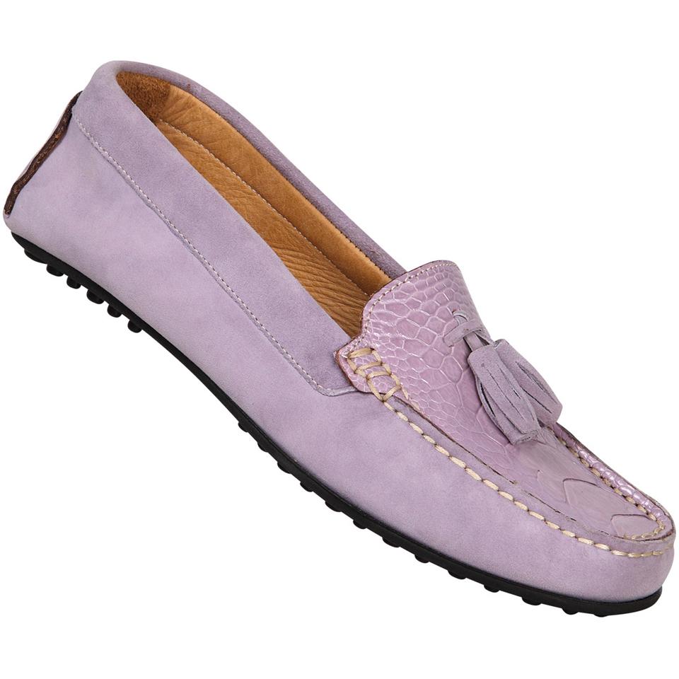 Mauri Ladies 9128 Mauve Genuine Ostrich/Suede Loafer Shoes