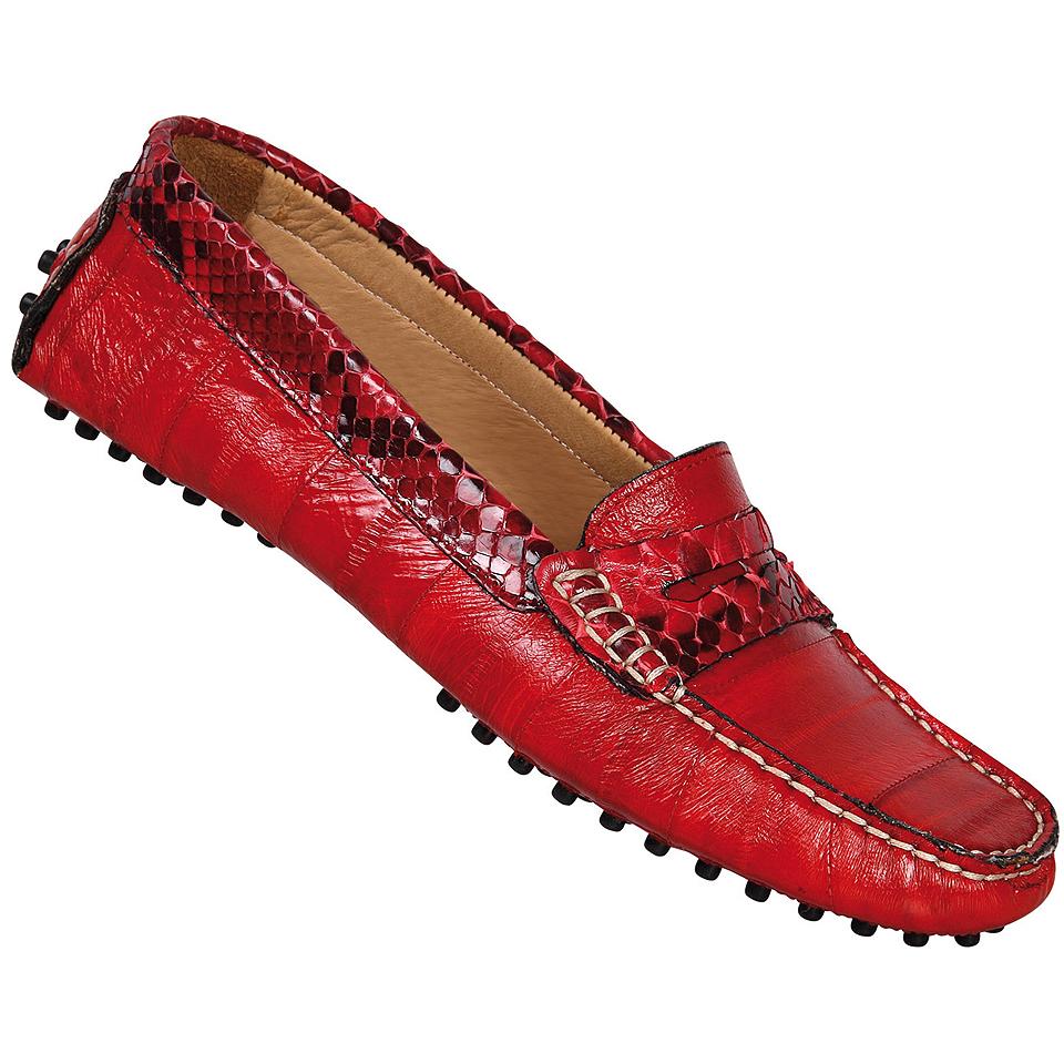 Mauri Ladies 9144 Red/Black Genuine Eel/Python Loafer Shoes