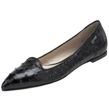 Mauri Ladies Ballerina Black Genuine Ostrich Loafer Dress Shoes