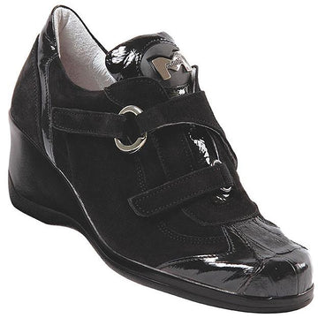 Mauri Ladies Suprema 8651 Black Genuine Baby Crocodile/Patent Leather/Suede Shoes