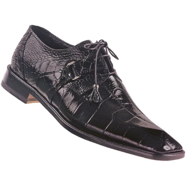 Mauri Limo 2223 Black Genuine Ostrich Leg/Genuine Alligator Shoes