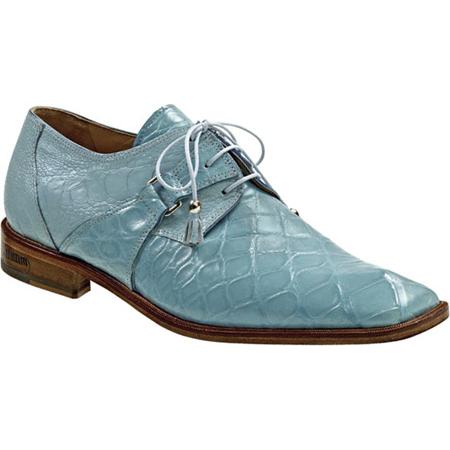 Mauri Limo 2223 Sky Blue Genuine Ostrich Leg/Genuine Alligator Shoes