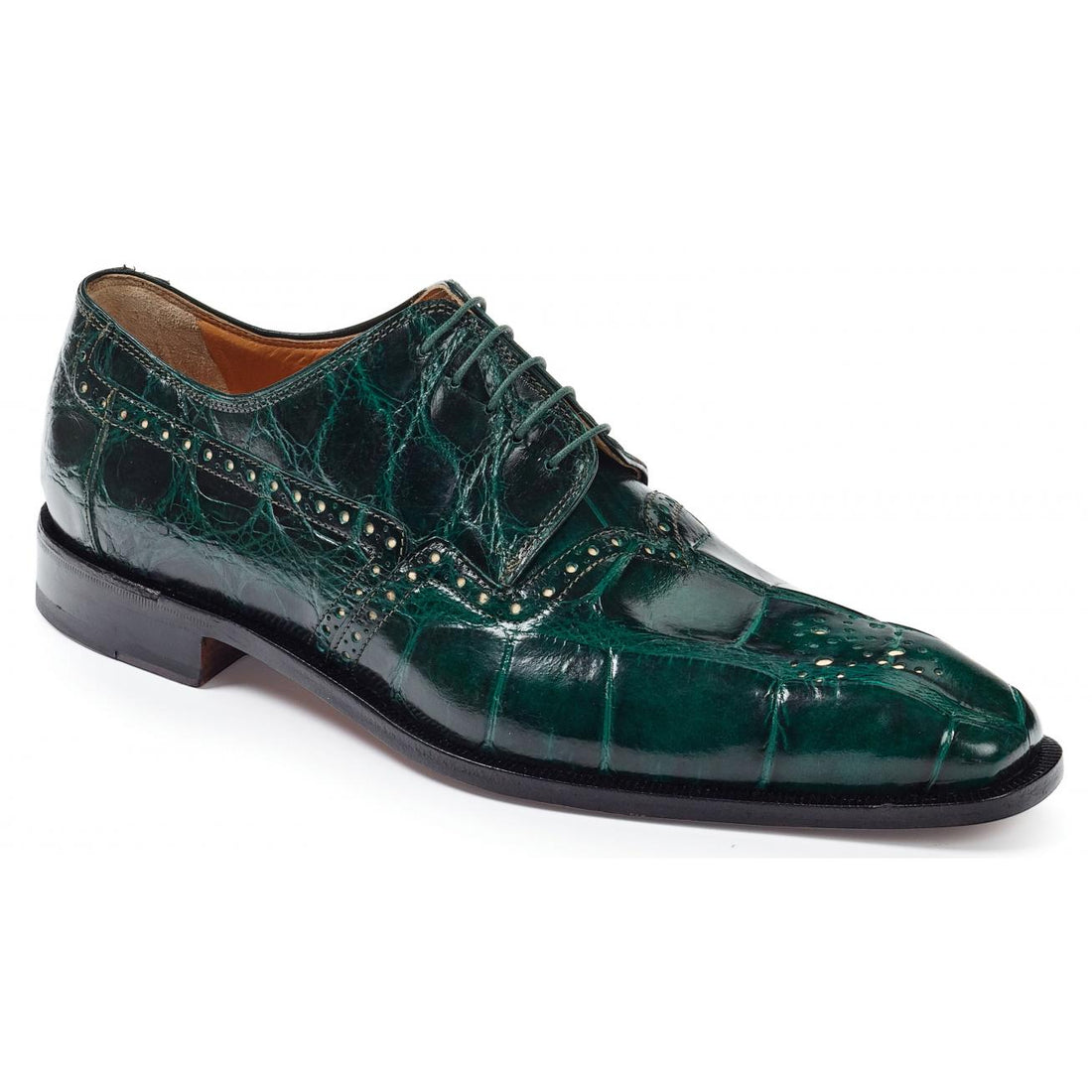 Mauri Longhi 4860 Hunter Green Genuine Body Alligator/Underlay Kidskin Linen Shoes